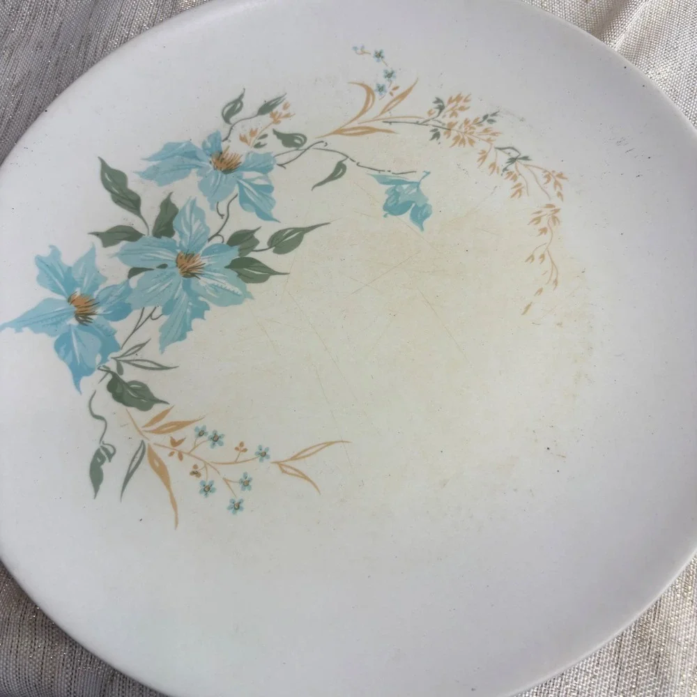 Aztec Melmac Dinnerware Plates and Bowl Turquoise Floral MCM Retro
